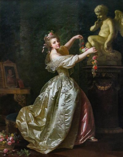 Young Woman Decorating the Statue of Love by Alexander Roslin