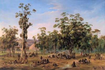 An Aboriginal Encampment, Near the Adelaide Foothills by Alexander Schramm