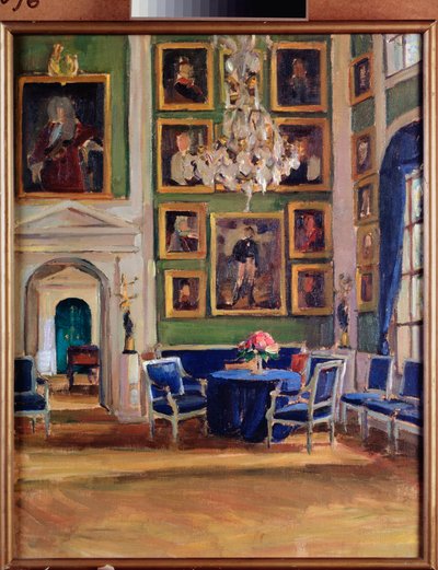 In a Reception Room - Work by Alexander Valentinovich Sredin (Sredine) (1872-1934) - Russian art, late 19th-early 20th century, modernism - A Pushkin Memorial Museum, Saint Petersburg by Alexander Sredin