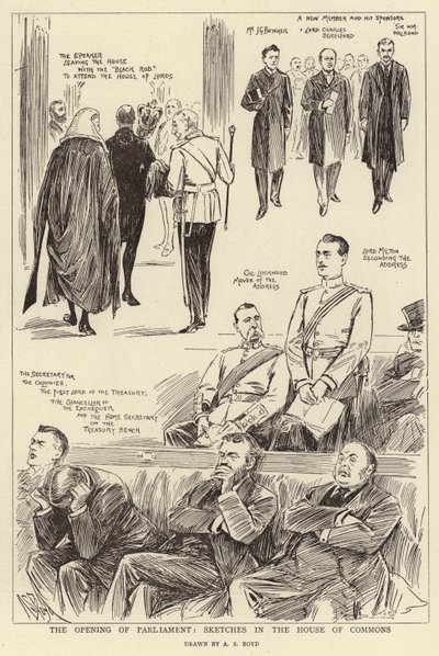 The Opening of Parliament, Sketches in the House of Commons by Alexander Stuart Boyd