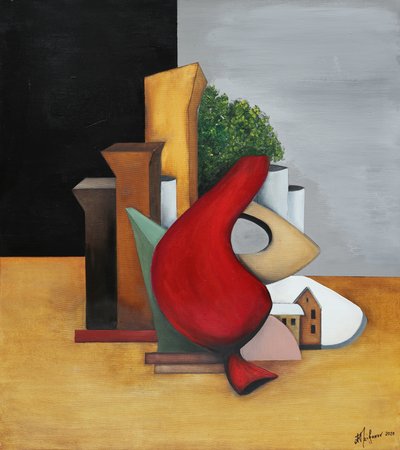 Red Geometric City by Alexander Trifonov