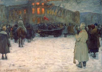 A Fire at the Lithuanian Castle, February Revolution 1917, St Petersburg by Alexander Vakhrameyev