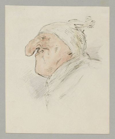 Caricatured Head of a Man with a Nightcap by Alexander Ver Huell