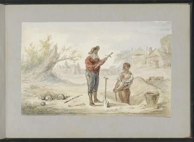 Man Digging Up a Sword on an Old Battlefield by Alexander Ver Huell