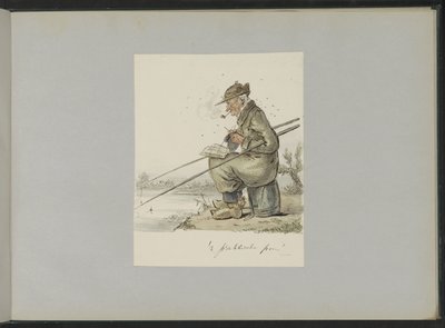 Man Fishing, Knitting, Smoking, and Reading by a Waterside by Alexander Ver Huell