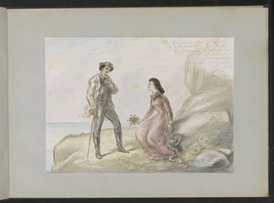 Meeting of Two Lovers by a Rock by Alexander Ver Huell