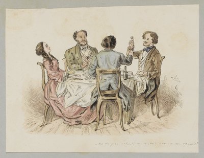 Four Figures Toasting at a Table by Alexander Ver Huell