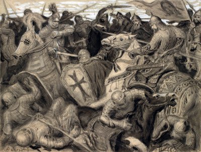 Battle Scene from the Time of Alexander Nevsky (1220-1263) by Alexander Viktorovich Moravov