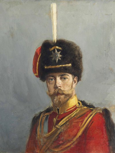 Portrait of Emperor Nicholas II (1868-1918) by Makovsky, Alexander Vladimirovich by Alexander Vladimirovich Makovsky