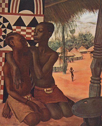 Titi and Naranghe, daughters of Chief Eki Bondo (Upper Ouelle) (One from a Mangbetou mother, the other from a Matchaga mother), from Dessins et Peintures d