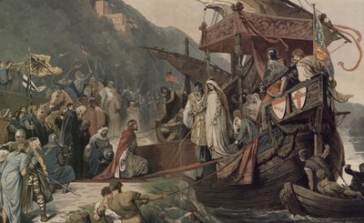 Emperor Frederick II receives at Stolzenfels his bride Isabella by Alexander Zick