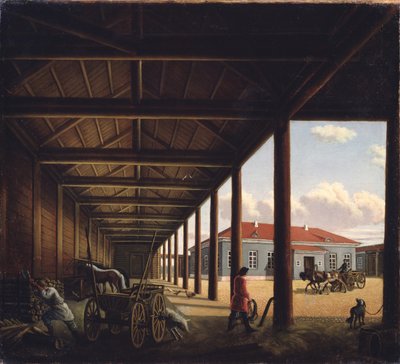 Stagecoach Station by Alexandra Alexeyevna Venetsianova