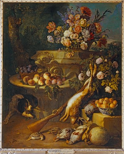 Dead Game, Fruits, Flowers and a Dog by Alexandre-François Desportes