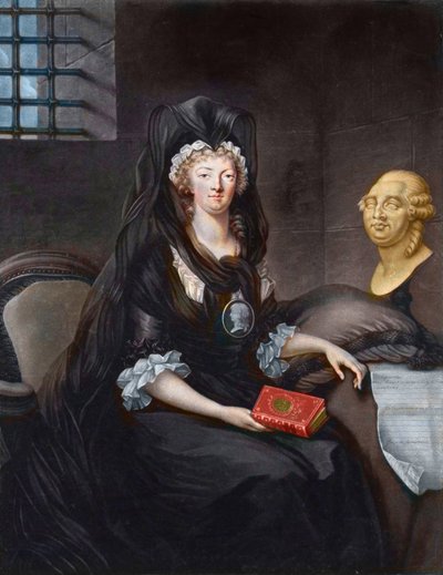 Portrait of Marie Antoinette in deep mourning at the prison of the Temple by Alexandre (after) Kucharski