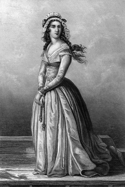 Charlotte Corday (1768-1793) Girondist at time of French Revolution, she murdered Jean Paul Marat on July 13 by Alexandre (after) Lacauchie