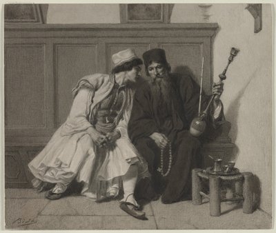 Young Greek Man in Conversation with a Priest by Alexandre Bida