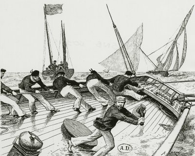 Sailing race: The turn of the Boat-Buoy - drawing, Bibl. des Arts Deco by Alexandre Brun