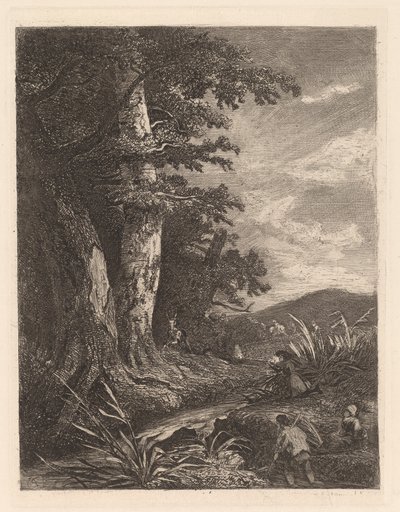 Deer by a Stream by Alexandre Calame