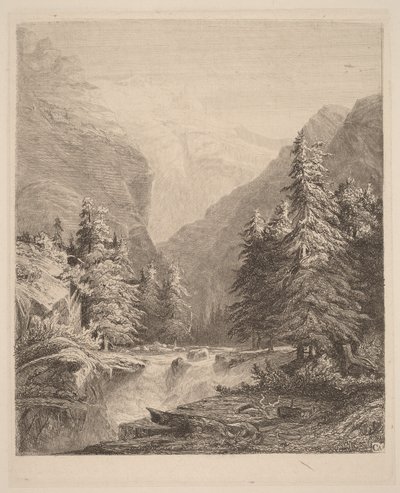 Mountain Waterfall by Alexandre Calame