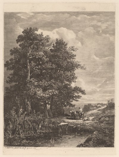 Riders by a Pond by Alexandre Calame