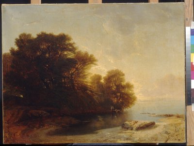 Trees at the lake by Alexandre Calame by Alexandre Calame