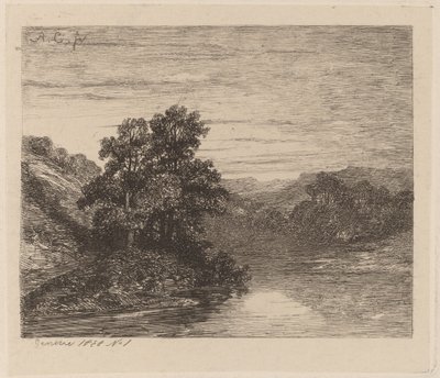 Trees by a River by Alexandre Calame