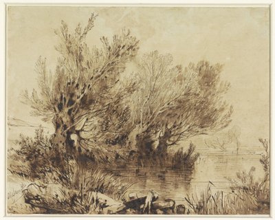 Willows by a Lake in Gently Rolling Terrain by Alexandre Calame