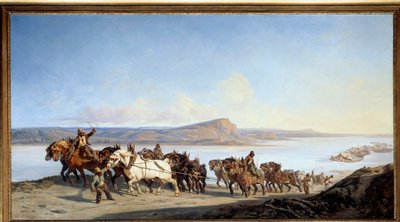 Towing Horses Serving Boat Lifts on the Rhone by Alexandre Dubuisson