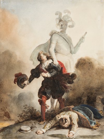 Don Juan and Leporello Meet the Statue of the Commander at the Cemetery by Alexandre Evariste Fragonard