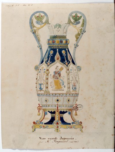 Japanese Carafe Vase by Alexandre Evariste Fragonard