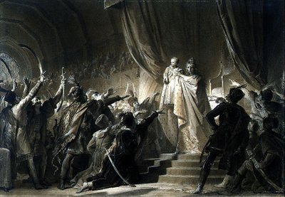 The Empress Maria-Theresa (1717-80) presenting the future Joseph II to the Magnates of Hungary by Alexandre Evariste Fragonard