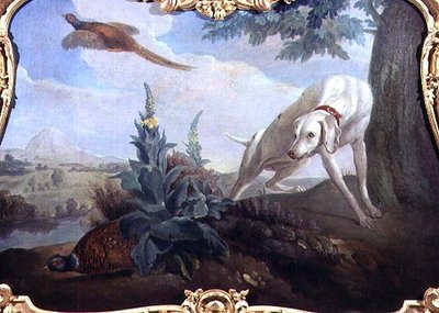 Dog with Game in a Landscape by Alexandre F. (school of) Desportes