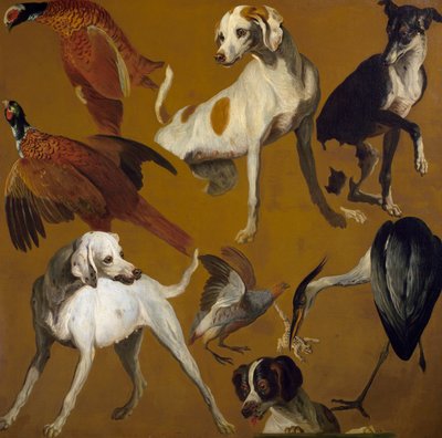 Study of birds and dogs by Alexandre Francois Desportes