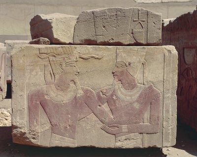 Painted relief of Hatshepsut as pharaoh and god Amon by Nicolas Toussaint Charlet