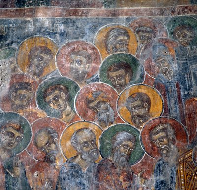 Group of saints, fresco in church in Anisaraki near Kandanos, Crete, Greece by Nicolas Toussaint Charlet