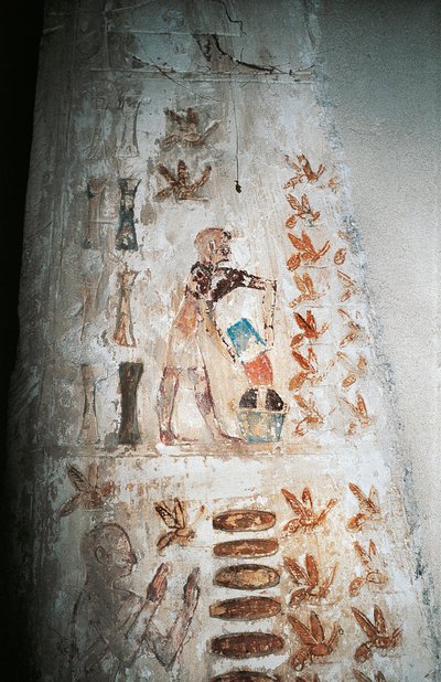 Wall painting depicting a scene of beekeeping, on pillar of the hypaethral court, from the Tomb of Pabasa, Asasif by Nicolas Toussaint Charlet