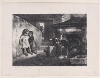 Children Frightened by Snarling Dog, from the series Hunting Scenes, 1829 by Alexandre Gabriel Decamps