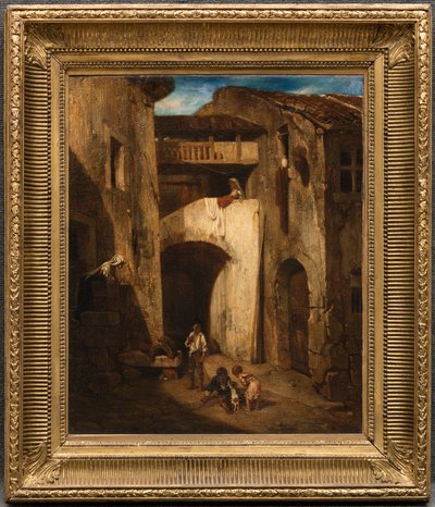 Italian Courtyard by Alexandre Gabriel Decamps