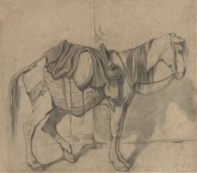 Standing Packhorse with Side Baskets and a Jug by Alexandre Gabriel Decamps