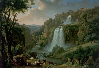The Cascade At Tivoli With The Temple Of Sibyl by Alexandre Hyacinthe Dunouy