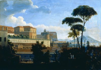 The Royal Palace of Naples seen from Saint Lucia by Alexandre Hyacinthe Dunouy
