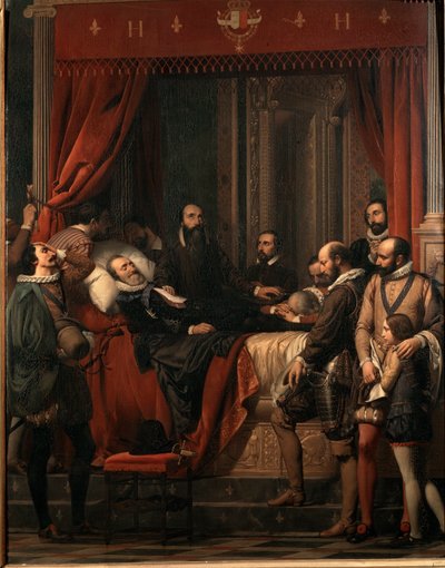 The death of Henry IV king of France, his body displayed in the Louvre by Alexandre Jean Baptiste Hesse