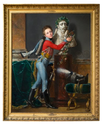 The Young Vicomte de Laborde with the Bust of His Dead Father at Wagram by Alexandre Jean Dubois Drahonet