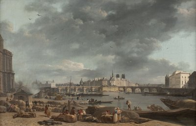 The tip of the Île de la Cité, view from the port Saint-Nicolas, ca. 1780 by Alexandre Jean Noel