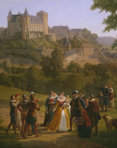 View of the royal castle of Pau where King Henri IV of France and Navarre was born on 13th December 1553 (detail) by Alexandre Louis Robert Millin du Perreux