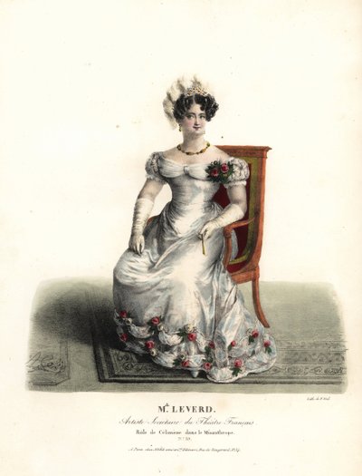 Dancer and actress Miss Emilie Leverd as Celimene in Le Misanthrope by Moliere, Theatre Francais by Alexandre Marie Colin