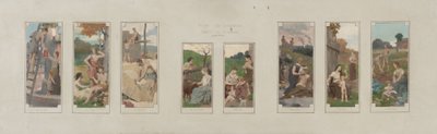 Sketch for Courbevoie Town Hall: Festival Day. Resting. The Work. The Young Girl. The Mother. Devotion. The Grandmother. Education by Alexandre Seon