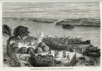 Camp Fortifies the Expedition to Protect Itself from the Cannibals Mouana Ntaba by Alexandre de (after) Bar
