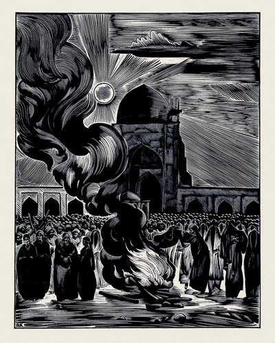 The Liberation of Muslim Women. Burning the Veil, 1928 by Alexei Ilyich Kravchenko