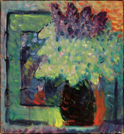 Large Still Life Lilac Bouquet in Vase by Alexei Javlensky von